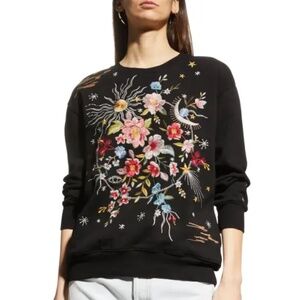 NWT Johnny Was LISSA embroider SWEATSHIRT black